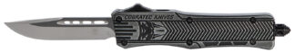 CobraTec Knives SSWCTK1SDNS CTK-1  Small 2.75" OTF Drop Point Plain D2 Steel Blade/Black Stonewashed Aluminum Handle Features Glass Breaker Includes Pocket Clip