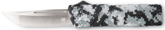 CobraTec Knives WDCCTLETNS Lightweight  3.25" OTF Tanto Plain D2 Steel Blade/Winter Digi Camo Aluminum Handle Includes Pocket Clip