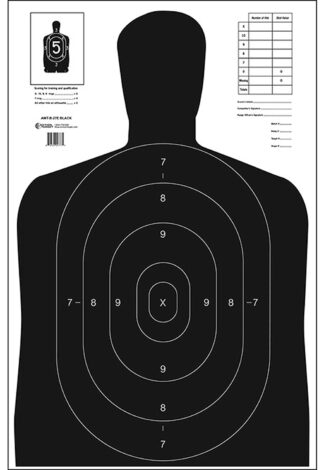 Action Target B27EBLACK100 Qualification Economy Silhouette Paper Hanging 23" x 35" Black/White 100 Per Box