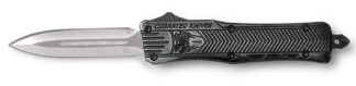 CobraTec Knives SSWCTK1SDAGNS CTK-1  Small 2.75" OTF Dagger Plain D2 Steel Blade/Stonewashed Aluminum Handle Features Glass Breaker Includes Pocket Clip