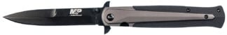 Smith & Wesson Knives 1085899 M&P Tactical Stiletto 4" Folding Spear Point Plain Stainless Steel Blade FRN Black/FDE Includes Pocket Clip