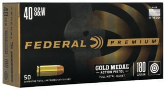 Federal GM40AP1 Gold Medal Centerfire Pistol 40S&W 180gr Full Metal Jacket 50 Per Box/10 Case