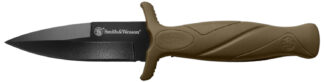 Smith & Wesson Knives 1100073 H.R.T. Flase Edge 2.75" Fixed Plain Black Oxide Stainless Steel Blade Flat Dark Earth Rubber Handle Includes Sheath