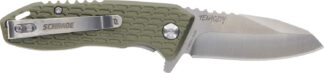 Schrade 1159317 Tenacity Folding Modified Drop Point Part Serrated Satin AUS-10A SS Blade, Green Aluminum Handle