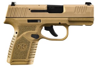 FN 66101413 Reflex  Micro-Compact Frame 9mm Luger 10+1, 3.30" Black Target Crown Steel Barrel, Flat Dark Earth PVD Serrated Steel Slide, Flat Dark Earth Polymer Frame w/Picatinny Rail, Ambidextrous
