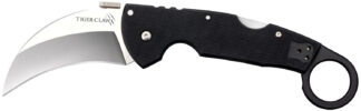 Cold Steel CS22C Tiger Claw 3.50" Folding Hawkbill Plain Stonewashed American S35VN Blade/6" Matte Black w/Ring G10 Handle Includes Belt Clip