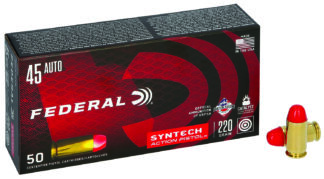Federal AE45SJAP1 American Eagle Syntech Action Pistol  45ACP 220gr Total Syntech Jacket Flat Nose 50 Per Box/10 Case