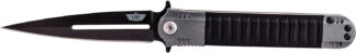 Uzi Accessories UZKFDR009 Covert  3.50" Folding Spear Point Plain Black Stainless Steel Blade Black/Gray Aluminum Handle Includes Metal Clip