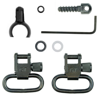 GrovTec US Inc GTSW46 Barrel Band Swivel Set Shotgun 1" Black Steel