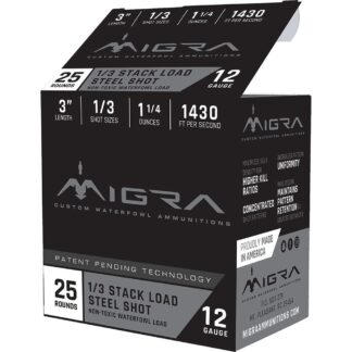 Migra Waterfowl Steel Shot Shotshells 12 ga 3" 1-1/4 oz 1430 fps #1/#3 25/ct