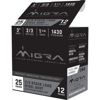 Migra Waterfowl Steel Shot Shot Shells 12 ga 3" 1-1/4 oz #2#3 1430 fps 25/ct