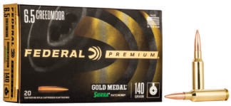 Federal GM65CRD1 Premium Gold Medal 6.5Creedmoor 140gr Sierra MatchKing BTHP 20 Per Box/10 Case