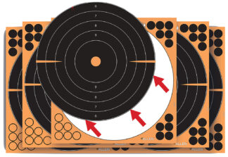 EZ-Aim 1531710 Splash Reactive Self-Adhesive Paper Black/Orange 12"x12" Bullseye 10 Pack