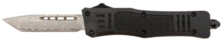 Steel River Knives MT616BRDAMT Spartan Mini 2.75" OTF Tanto Plain Real Damascus/4.25" Black Aluminum Zinc Alloy Handle