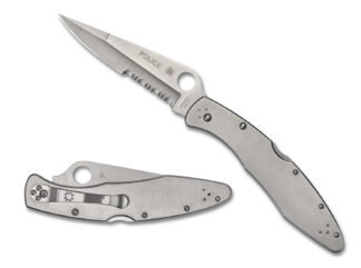 Spyderco C07PS Police  4.13" Folding Plain Satin VG-10 SS Blade/Satin Stainless Steel Handle Includes Pocket Clip