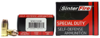 SinterFire Inc SF45155SD Special Duty (SD)  45ACP 155gr Lead Free Frangible Hollow Point 20 Per Box/10 Case