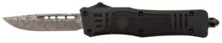 Steel River Knives MT616BDDP Spartan  Mini 2.75" OTF Drop Point Plain Laser Etched Damascus 440C SS Blade/4.25" Black Aluminum Zinc Alloy Handle