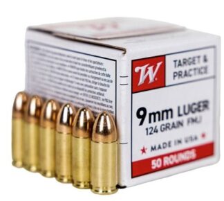 USA White Box 9mm FMJ 124gr 50/Bx