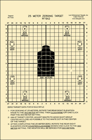 Action Target ALTC2100 Sighting Zeroing Center Mass Tagboard Hanging 25 Meters 8.75" x 11.50" Black/White 100 Per Box