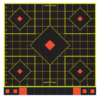 Birchwood Casey 34211 Shoot-N-C Sight-In Self-Adhesive Paper Black/Yellow/Red 12" 5-Diamond 100 Pack