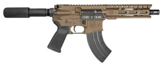 Diamondback DB1912O061 DB15 7.62x39mm 28+1 7", FDE, Carbon Lower, 6" M-LOK Handguard, Black Padded Buffer Tube/Magpul Grip