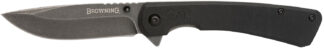 Browning 3220514 Branded Rock  EDC 3" Folding Drop Point Plain Black Stonewashed 7Cr17MoV SS Blade, Black G10 Handle