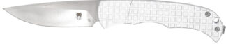 CobraTec Knives CTCLNHRSIL Cyclone Hidden Release 3" OTF Plain Satin D2 Steel Blade, 4" White Aluminum Handle