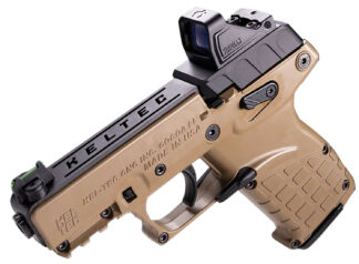 Kel-Tec P17 .22 LR pistol with optic and tan holster