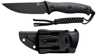 Civivi Knives C23041-1 Stormridge  3.92" Fixed Straight Back Plain Black Stonewashed Nitro-V Steel Blade, Black Textured G10 Handle
