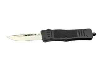 Steel River Knives MT616BULD2DP MT616 Ultralight Mini 2.75" OTF Drop Point Plain Polished D2 Steel Blade, 4.25" Black Aluminum Handle