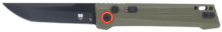 CobraTec Knives CTIFRODG Inferno  3.50" OTF Tanto Plain Black TiCN D2 Steel Blade, 4.75" OD Green Textured Handle