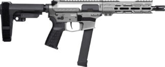 CMMG 99A520FTNG Banshee FE MkGs 9mm Luger 33+1 8" Black Nitride Threaded Barrel, M-LOK Handguard, Tungsten Cerakote Aluminum Receiver w/Picatinny Rail, Black Polymer CMMG RipBrace, CMMG Zeroed Grip