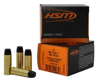 HSM 45C10N   45Colt Subsonic 400gr Hard Cast Long Flat Nose 20 Per Box/20 Case