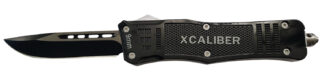 Xcaliber Knife Company  9mm  Large 3.80" OTF Drop Point Black 440C SS Blade, 5.30" Steel Handle
