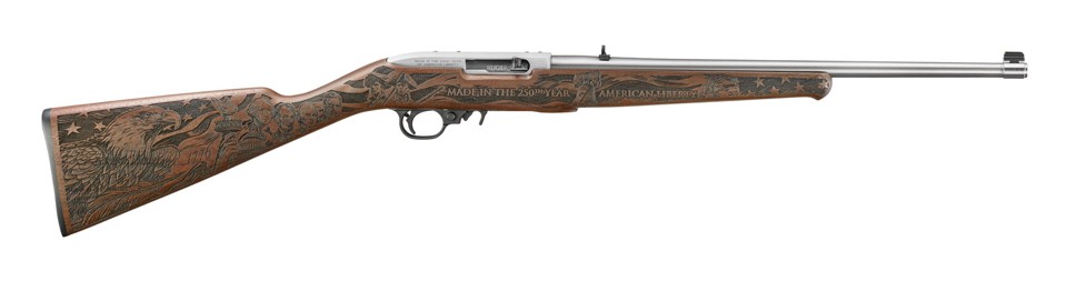 RUGER 10/22 22LR 18.5IN BARREL 10RD SS 250TH YR ANNIV ENG ON RCV ENG ALTAMONT STOCK 32038