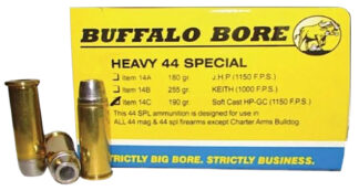 Buffalo Bore Ammunition 14C20 Heavy Strictly Business 44S&W Spl 190gr Soft Cast Hollow Point 20 Per Box/12 Case