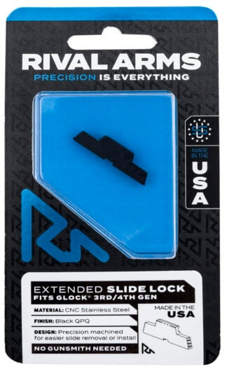 Rival Arms RA80G001A Slide Lock Extended Compatible w/Glock Gen3-4 Stainless Steel