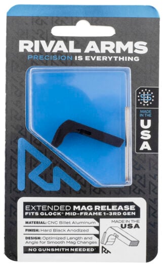 Rival Arms RA72G001A Magazine Release  Compatible w/Glock Gen3 (Except 21SF) Extended, Black Anodized Aluminum