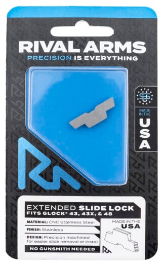Rival Arms RARA80G003D Slide Lock  Extended Polished Stainless for Glock 43/43X/48