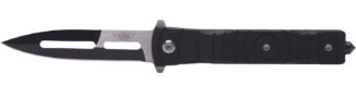 Uzi Accessories UZKFDR014 Mossad III 3.50" Folding Spear Point Plain Black/Silver Stainless Steel Blade Black G10 Handle Features Glass Breaker Includes Metal Clip