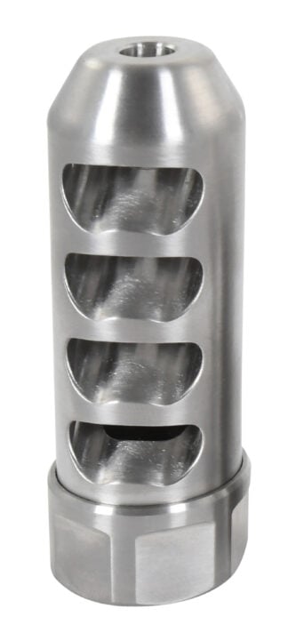 American Precision Arms G2F5838S Gen 2 Fat Bastard Self Timing Brake Stainless Steel with 5/8"-24 tpi Threads, 3.30" OAL & 1.115" Diameter for 338 Cal Rifle