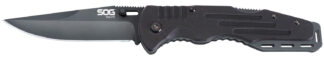 S.O.G SOG-FF11-CP Salute  3.62" Folding Clip Point Plain Black Hardcased 8Cr13MoV SS Blade Black G10 Handle Includes Belt Clip