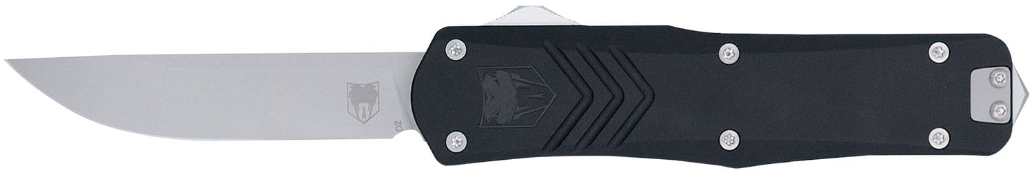 CobraTec Knives MBLKFSXGEN3DNS FS-X Gen III Medium 3" OTF Drop Point Plain Stonewashed D2 Steel Blade, 4.68" Aluminum Handle