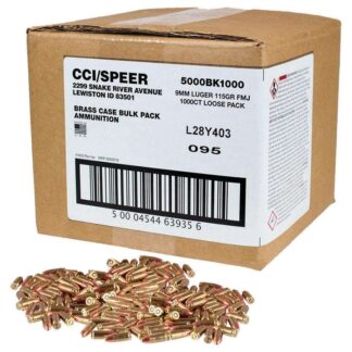 CCI Blazer Brass Handgun Ammunition 9mm Luger 115gr FMJ 1145 fps 1000/ct Loose Bulk Pack