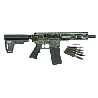 Great Lakes AR-15 Handgun .223 Wylde 30rd Magazine 7" Barrel Lichen Black with 5 OTF 3-1/2" Blade Knives