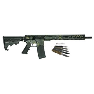 Great Lakes AR-15 Rifle .223 Wylde 30rd Magazine 16" Barrel Lichen Black with 5 OTF 3-1/2" Blade Knives
