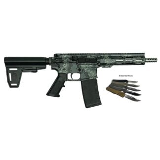 Great Lakes AR-15 Handgun .223 Wylde 30rd Magazine 7" Barrel Lichen Grey with 5 OTF 3-1/2" Blade Knives