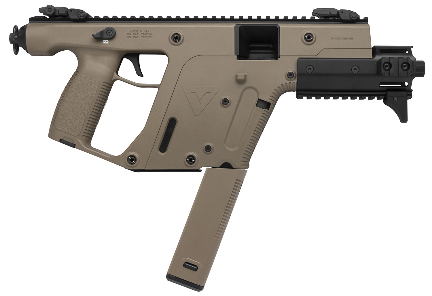 Kriss USA KV90PFD30 Vector Enhanced SDP Gen2 9mm Luger 40+1 6.50" Black Nitride Threaded Barrel, Flat Dark Earth Picatinny Rail, MK5M Modular Rail, Glock Magazine Compatible