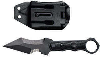 Civivi Knives C20037B-1 Orthrus  3.76" Fixed Karambit/Straight Black Stonewashed Nitro-V Steel Blade, 4.30" Black w/Finger Ring G10 Handle