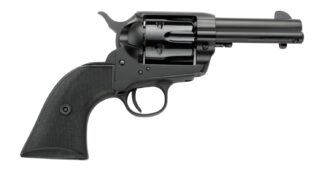 Pietta PFI38ALLOYAS312CB 38 Super 6 Shot 3.50" Matte Black Steel Frame & Barrel, Black Checkered Grip